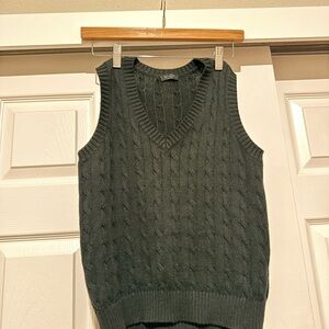 Brandy Melville Dark Green V-Neck Sweater Vest